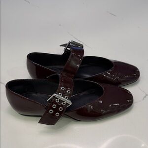 Zara Deep Burgundy Patent Mary Jane Flats